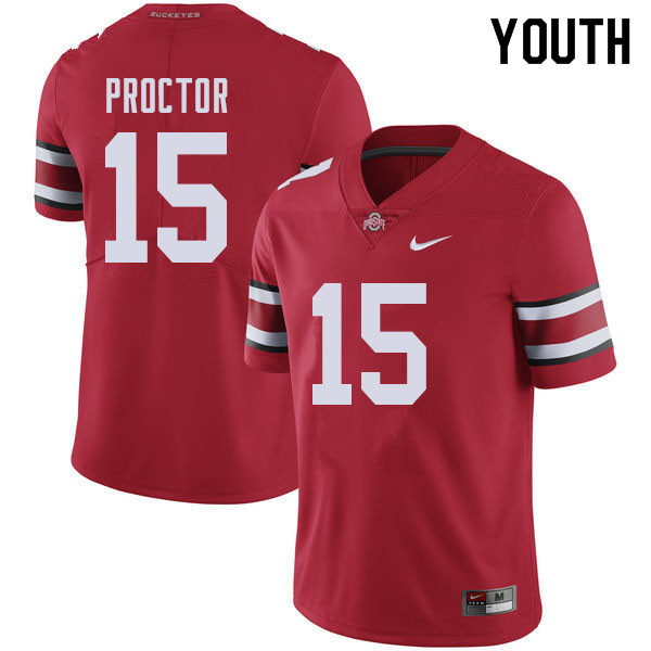 Ohio State Buckeyes Josh Proctor Youth #15 Red Authentic Stitched College Football Jersey